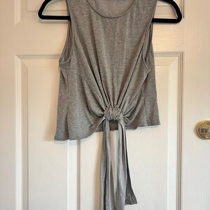 Astr Heather Gray Tie-Front Tank Top